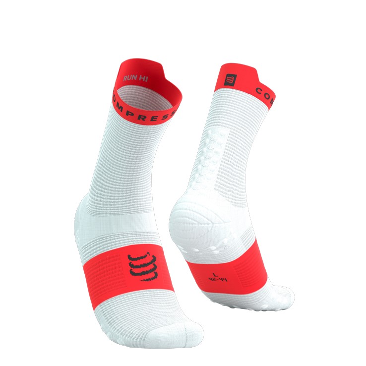 Compressport ponožky Pro Racing Socks V4.0 Run High white fluo red Velikost: T1