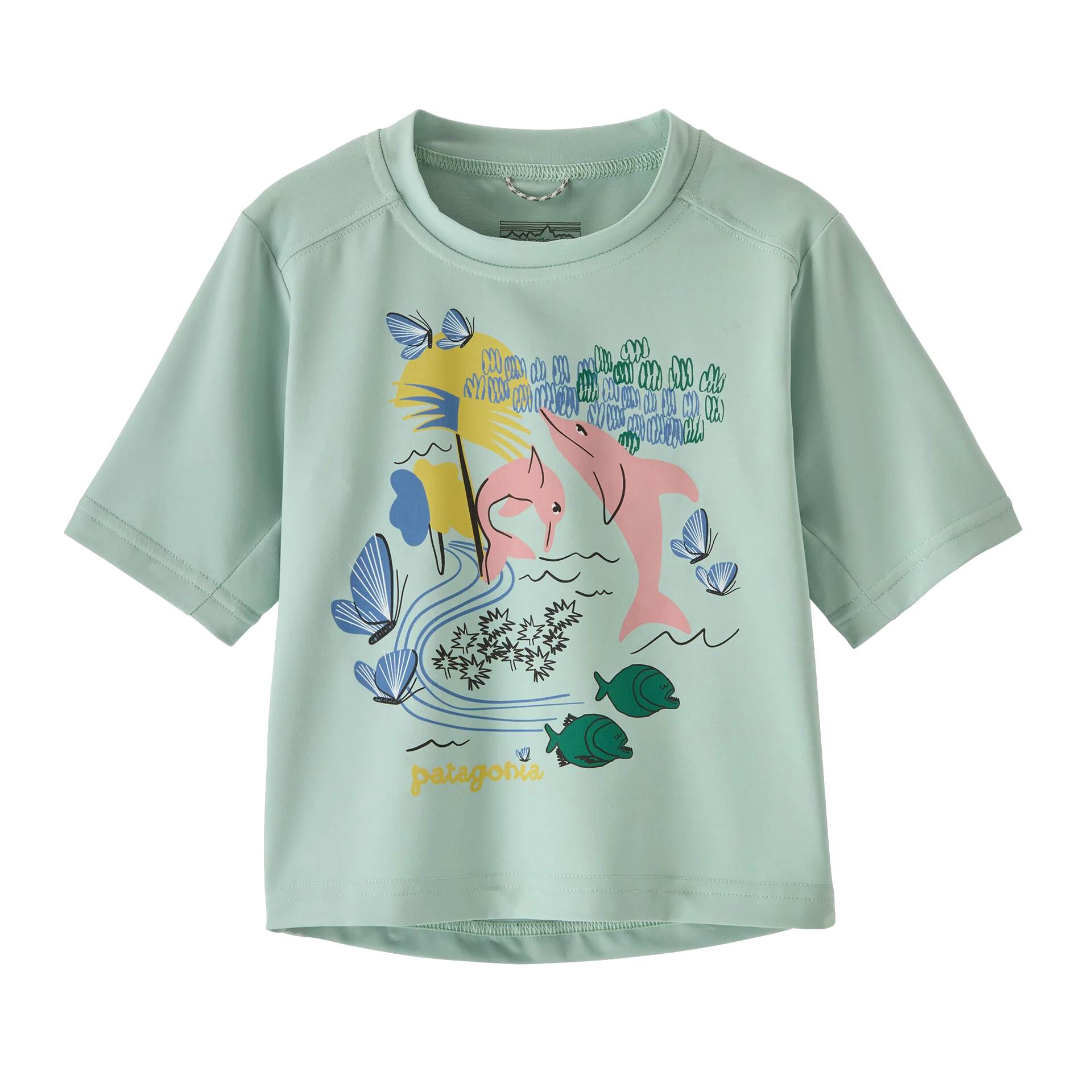 Patagonia tričko Baby Cap SW T-Shirt pink dolphins thin ice Velikost: 3T