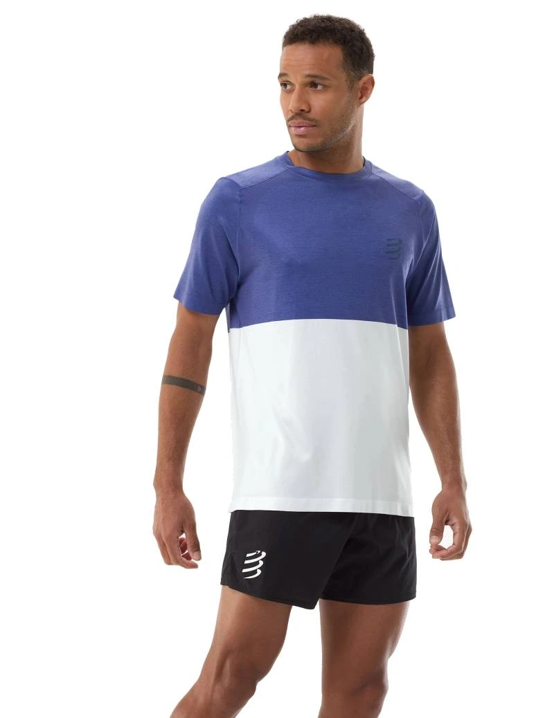 Compressport tričko Performance Ss Tshirt M orient blue-star white Velikost: L