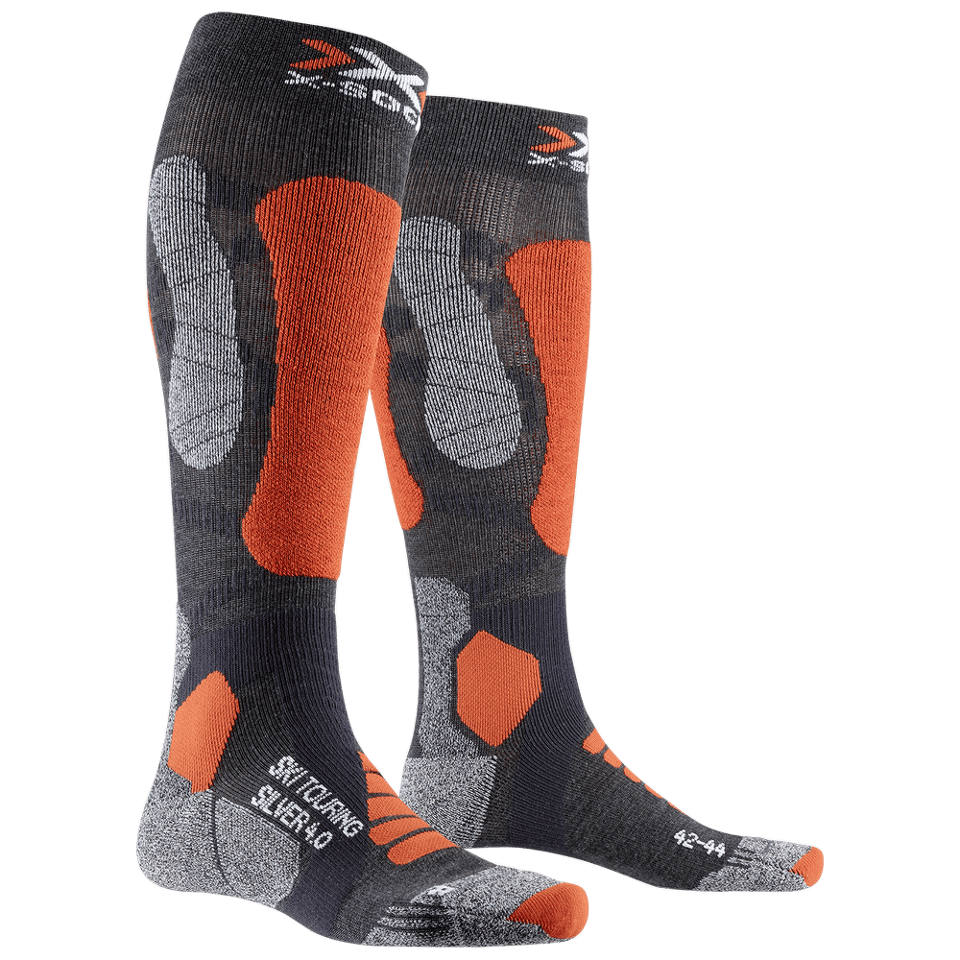 X-Socks - ponožky SKI TOURING SILVER 4.0 anthracite melange / orange fluo Velikost: 35-38