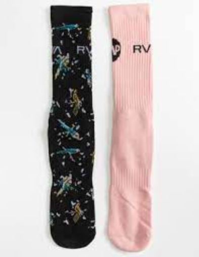 RVCA ponožky 2pk Parrots Crew black/pink Velikost: UNI