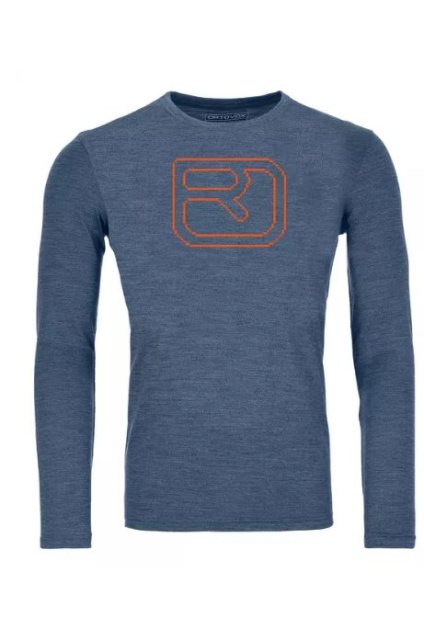 Ortovox tričko 185 Merino Pixel Logo LS M night blue blend