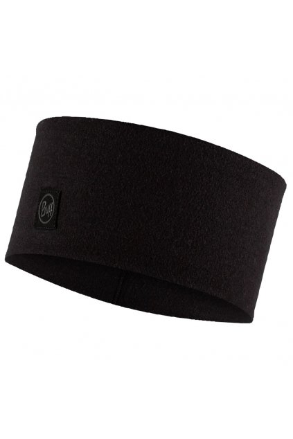 čelenka Merino Wide Solid Black (Velikost UNI)