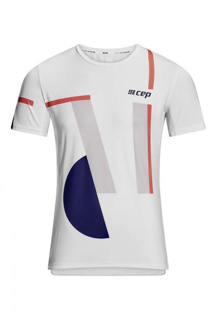 The run shirt round neck short sleeve v5 white geometrics W41305 front