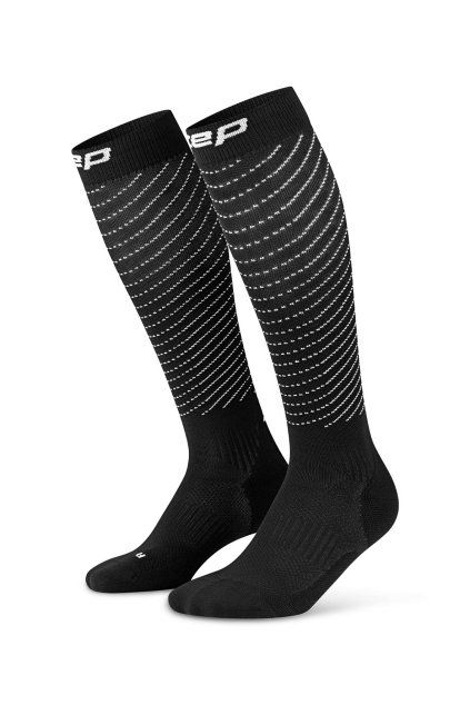 cep pro run reflective socks tall 3 0 black wpf05j wpe05j front 2