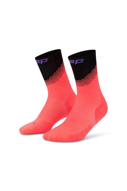 cep run edt split socks mid cut neon coral black wpfc1k wpec1k front 2
