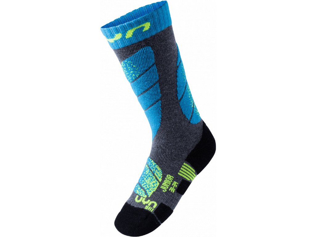 UYN - ponožky T JUNIOR SKI SOCKS medium grey melange/turquoise Velikost: 24/26