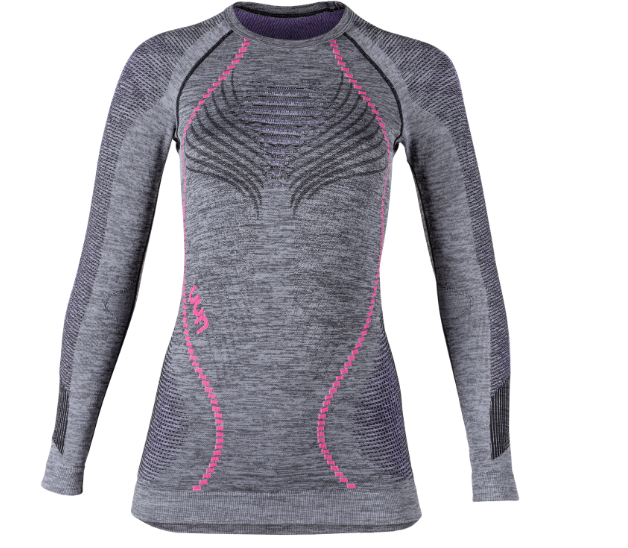 UYN - tričko LADY AMBITYON  UW SHIRT LG_SL. MELANGE grey melange/nude/salmon Velikost: XS