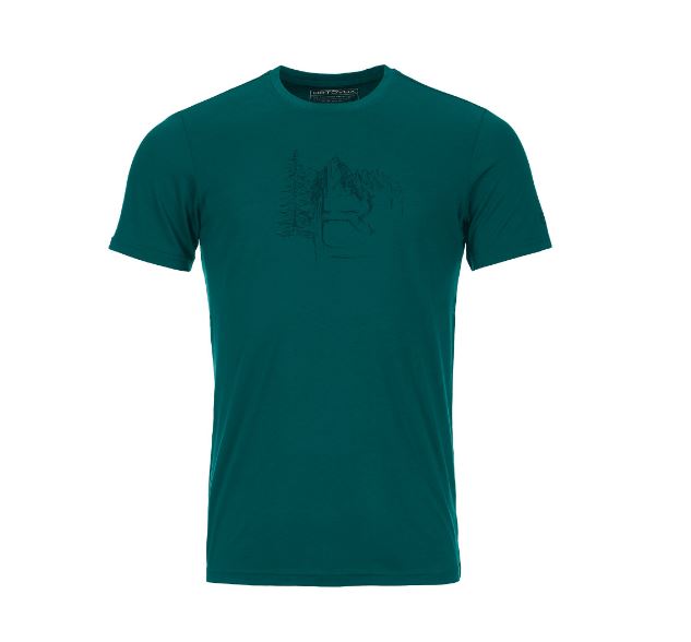Ortovox tričko 150 Cool Logo Sketch T-Shirt pacific green Velikost: XL