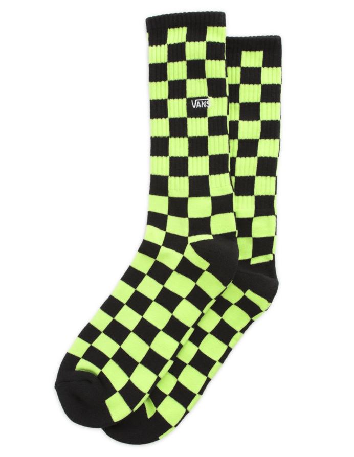 Levně Vans ponožky Checkerboard Crew lime punch