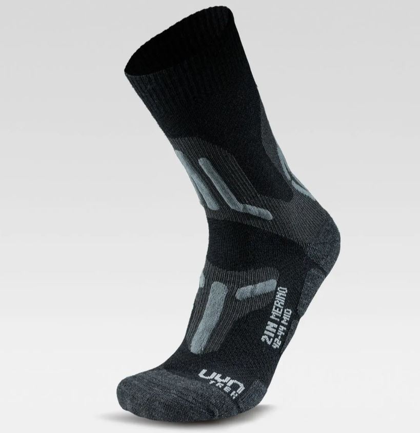 UYN ponožky Woman Trekking 2In Merino Mid Socks black grey Velikost: 37-38