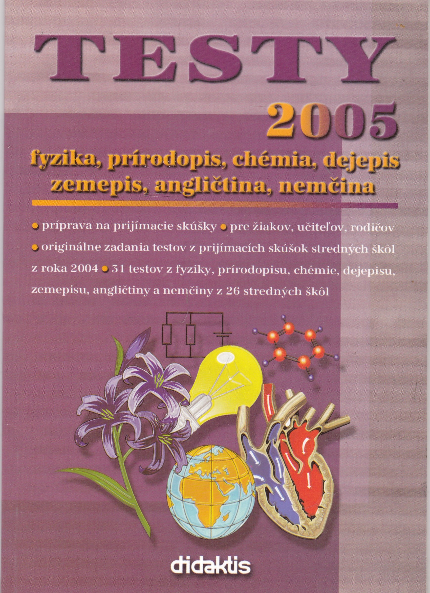 Testy 2005 fyzika, prírodopis, chémia, dejepis, zemepis, angličtina, nemčina