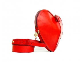 HEART bag (Barva kůže ferrari červená, Barva podšívky tmavě modrá, Kování/zip zlatá)