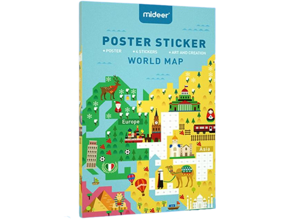 Samolepky pro děti s produktem Mapa světa – sada samolepek