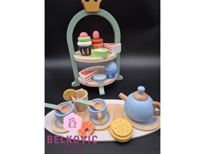 Čajový set s cukrárnou-modrá krabice