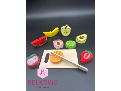 Dřevěná sada ovoce na krájení