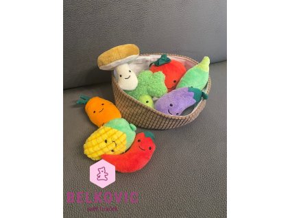 Plyšová zeleninová sada v košíku