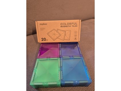 Magnetické čtverce Mideer – studené odstíny (20 ks)