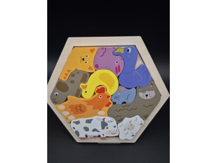 Dřevěná skládačka šestiúhelník