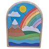 Dřevěná vkládačka Krajina s duhou