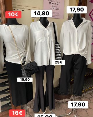 Bielo-čierna kombinácia modelov je nestarnúca klasika, ktorá nikdy nesklame. 🤍🖤 Elegantné košele, jemné blúzky, pohodlné...