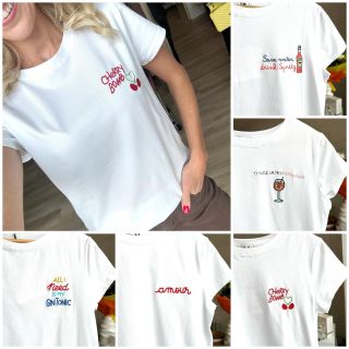 Oblíbená trička s výšivkou, 95 % bavlna, 5 % elasten, sedí od XS-M, 450 Kč