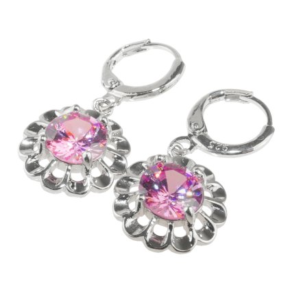 Dámske naušnice v tvare kvetu s ružovým očkom