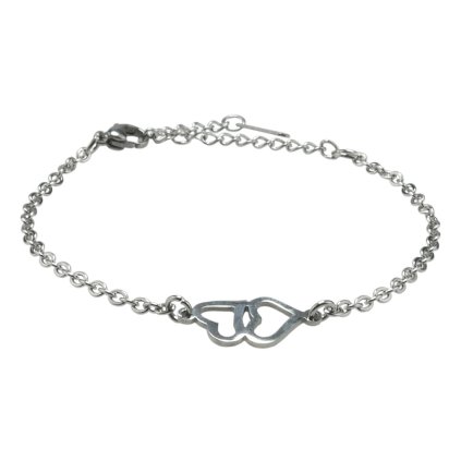 Dámsky strieborný náramok so srdiečkami z chirurgickej ocele Sandra