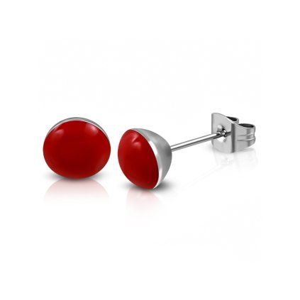 Drobné náušnice z chirurgickej ocele červené - 4 mm