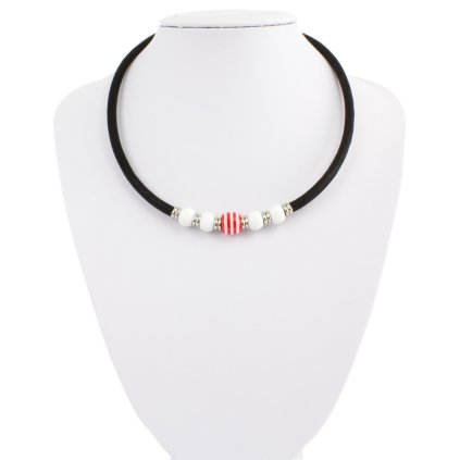 Náhrdelník červeno biely