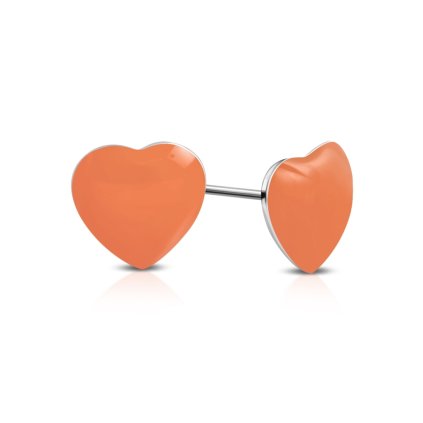 Náušnice srdiečka z chirurgickej ocele Summer Love - oranžové