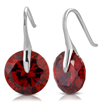 Náušnice z chirurgickej ocele - červený zirkón