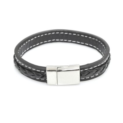 Pánsky náramok z ekokože čierny s magnetickým zapínaním