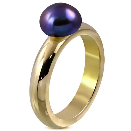 Prsteň s fialovou perlou/prstene z chirurgickej ocele