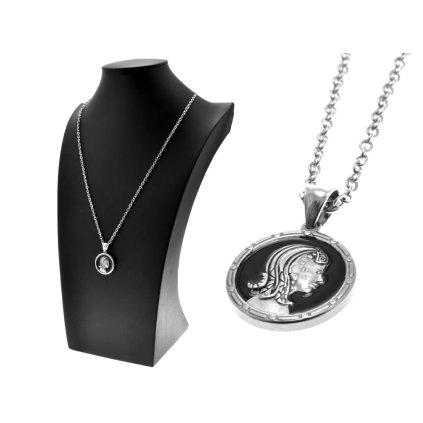 Retiazka s okrúhlym príveskom znamenie zverokruhu Panna z ocele