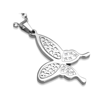 Retiazka s príveskom motýľ z ocele - Butterfly