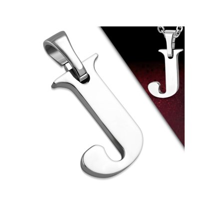 Retiazka s príveskom písmeno J z chirurgickej ocele - 1,7 cm