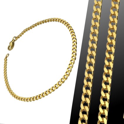 Řetízkový náramek z chirurgické oceli ve zlatém provedení