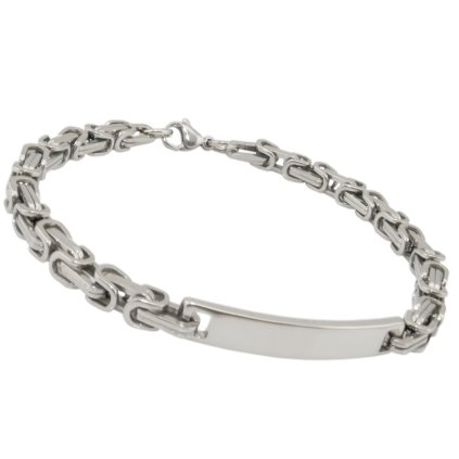 Pánský náramek s plotýnkou královský vzor stříbrný - Forest