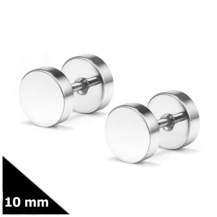 Náušnice stříbrné oboustranné z chirurgické oceli - Vincente 10 mm