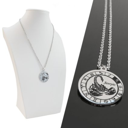 Přívěsek s řetízkem znamení zvěrokruhu - Štír z chirurgické oceli