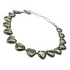 Dámský náramek z polodrahokamu Pyrit ve tvaru srdíček