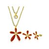 Dámsky set retiazka a náušnice Flora - červený