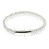 Náramok biely z eko kože v kombinácií s chirurgickou oceľou - Nico II.