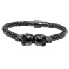 Pánsky náramok z eko kože s lebkami