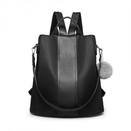 22466 8 batoh elegantny cez rameno s pompom priveskom cierny