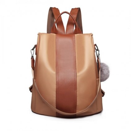 22469 batoh elegantny cez rameno s pompom priveskom hneda