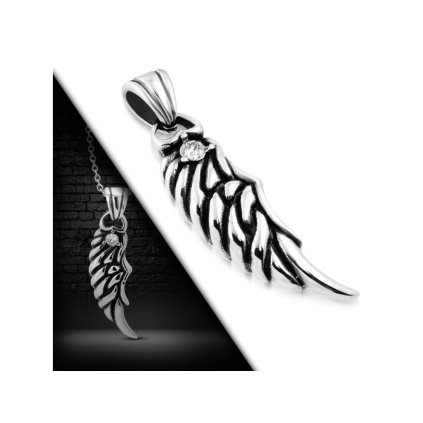 Dámska oceľová retiazka s príveskom anjelské krídlo s očkom