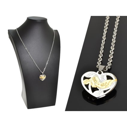 Dámska oceľová retiazka s príveskom srdce Birds Love