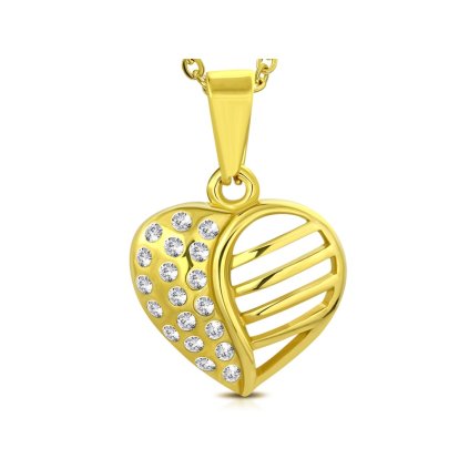 Dámska oceľová retiazka s príveskom srdce v zlatej farbe Hillary